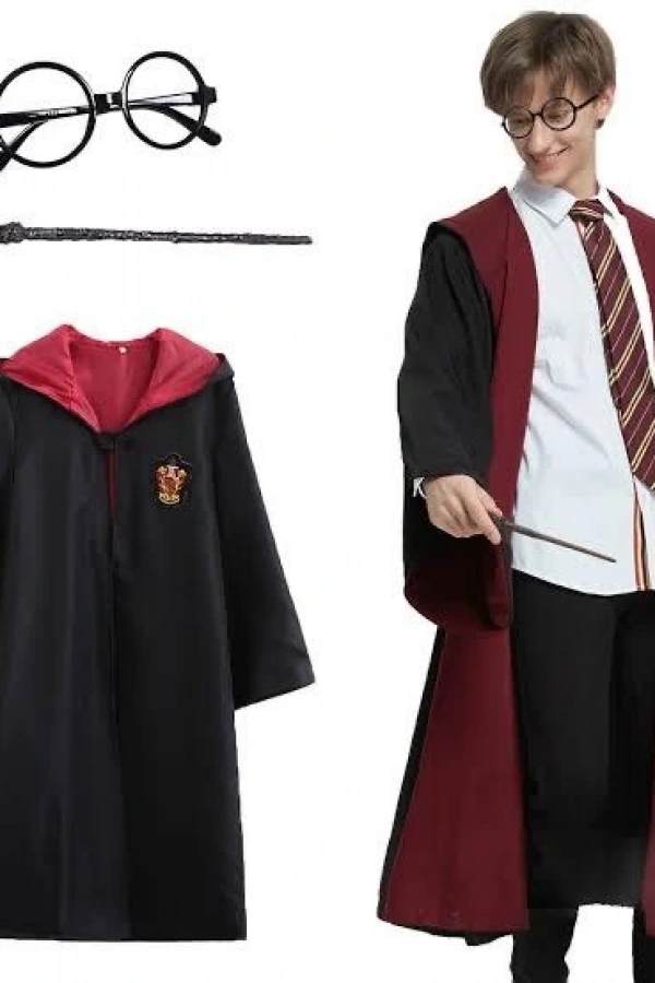 Harry Potter Gryffindor Kapşonlu Çocuk Kostüm Seti 9-10 Yaş