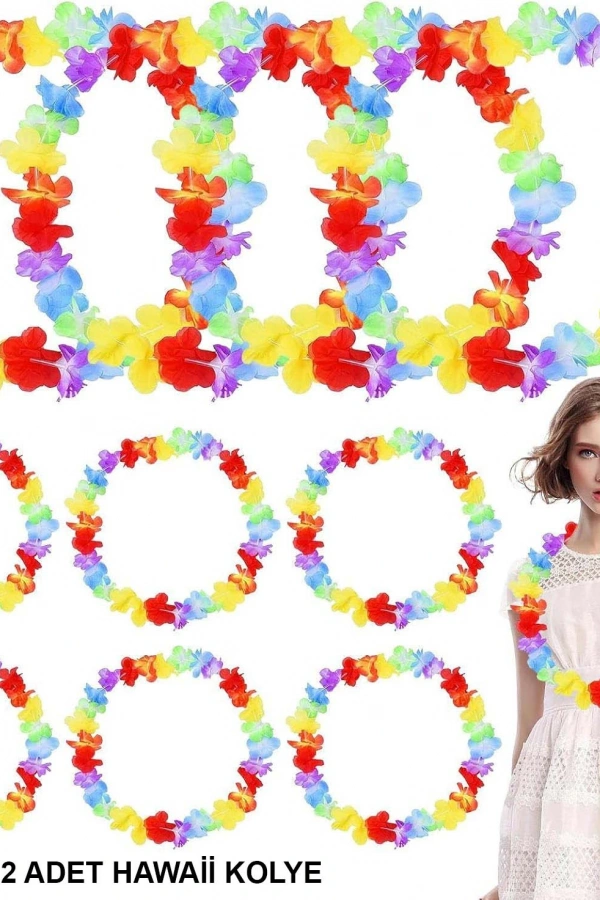 Hawaii Çiçekli Boyun Kolyesi 12 Adet