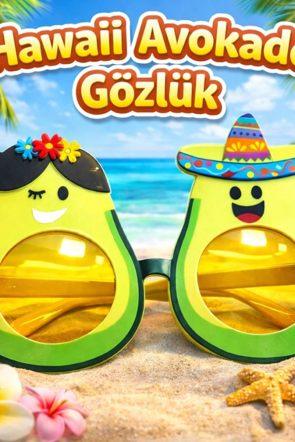 Hawaii Temalı Avokado Gözlük