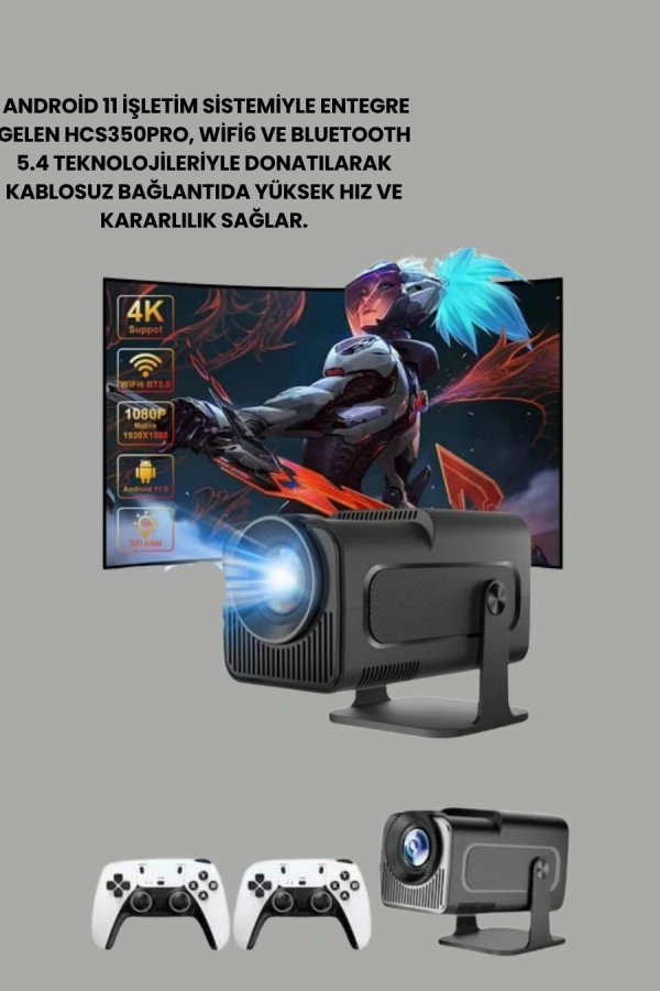 HCS350pro 1080P Full HD Taşınabilir Android Projektör