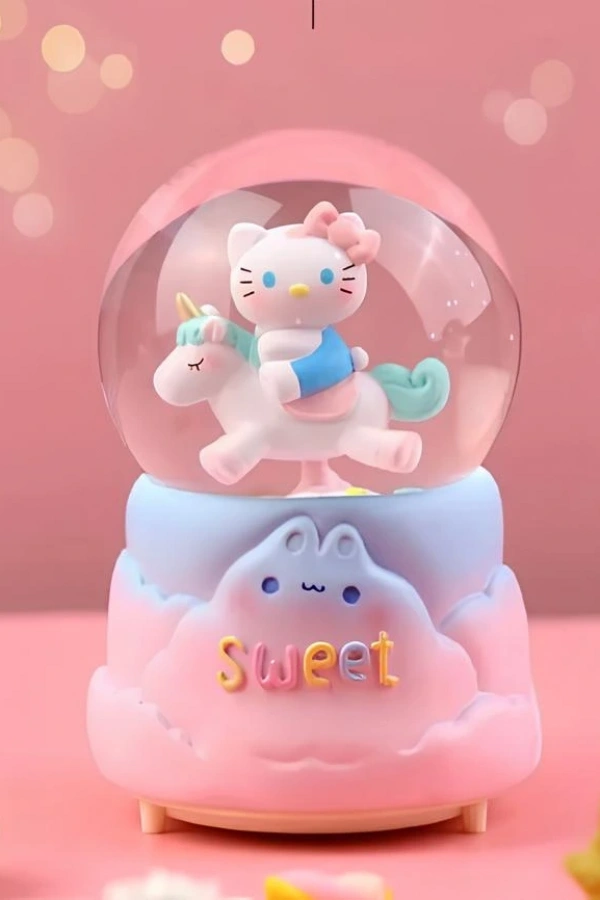 Hello Kitty Işıklı Müzikli Kar Küresi Orta Boy Model 3