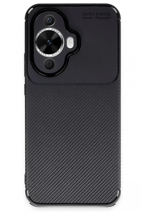 Huawei Nova 12S Kılıf Auto Focus Karbon Kapak - Siyah