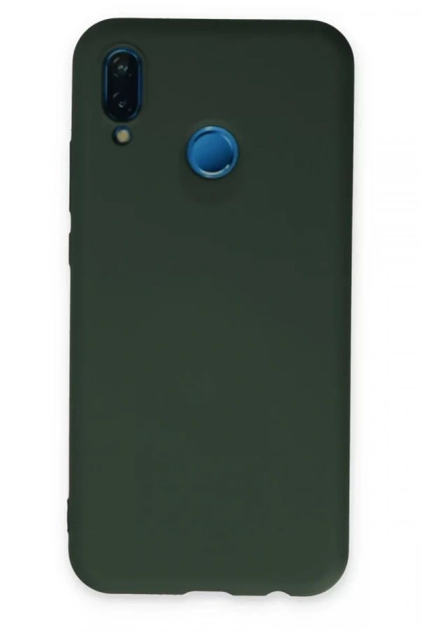 Huawei P20 Lite Kılıf Nano içi Kadife Silikon - Koyu Yeşil
