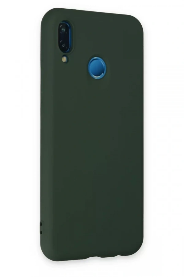 Huawei P20 Lite Kılıf Nano içi Kadife Silikon - Koyu Yeşil