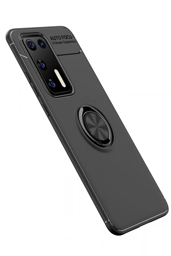 Huawei P40 Kılıf Range Yüzüklü Silikon - Siyah