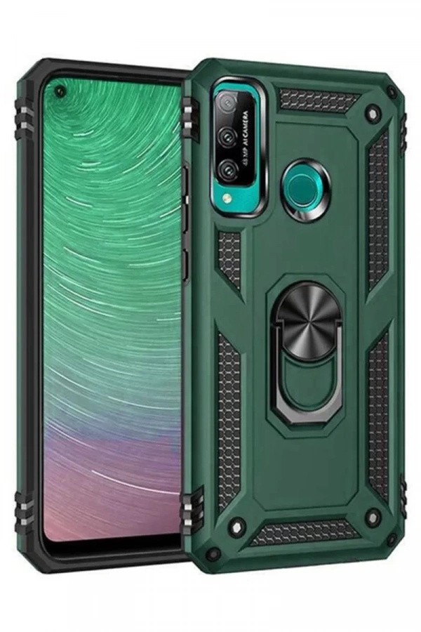 Huawei P40 Lite E Kılıf Sofya Yüzüklü Silikon Kapak - Yeşil