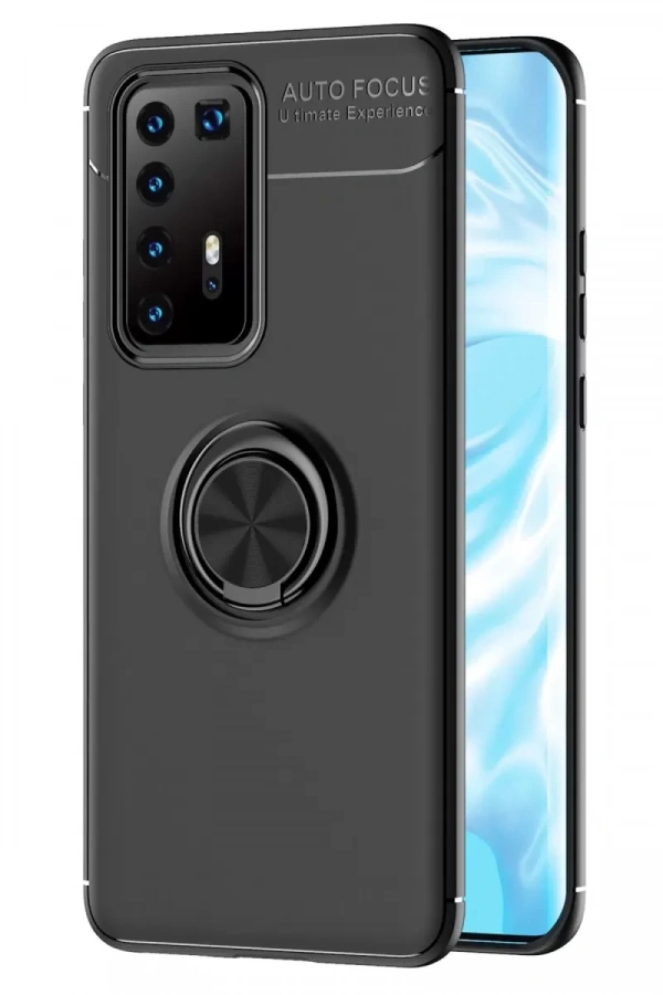 Huawei P40 Pro Kılıf Range Yüzüklü Silikon - Siyah