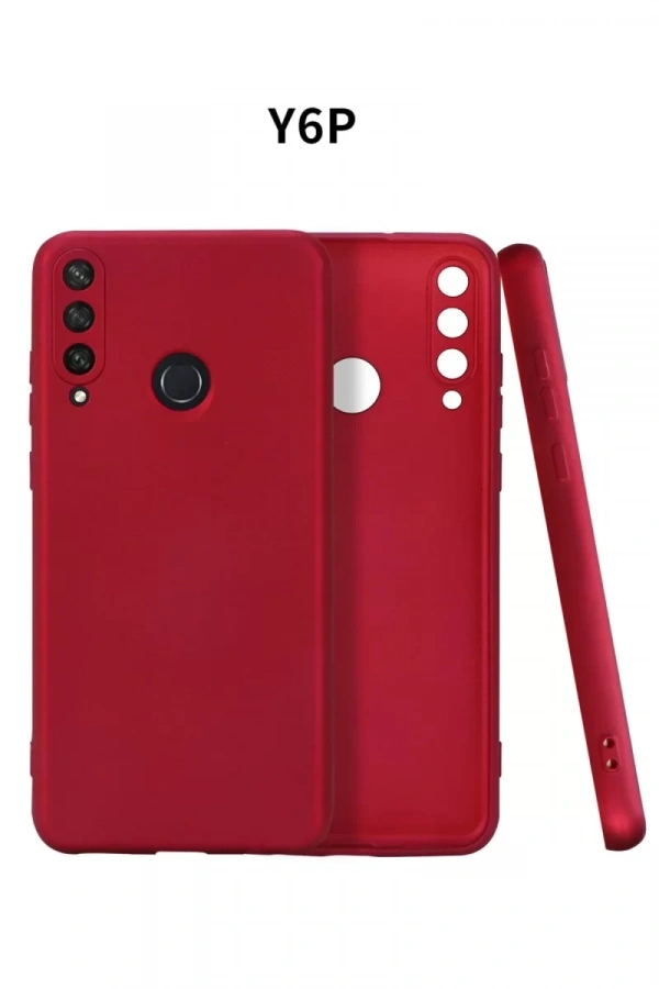 Huawei Y6P Kılıf First Silikon - Bordo