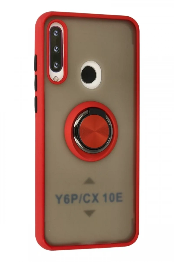 Huawei Y6P Kılıf Montreal Yüzüklü Silikon Kapak - Kırmızı