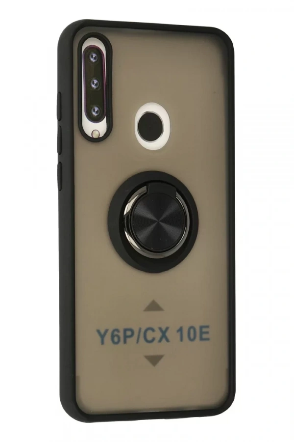 Huawei Y6P Kılıf Montreal Yüzüklü Silikon Kapak - Siyah