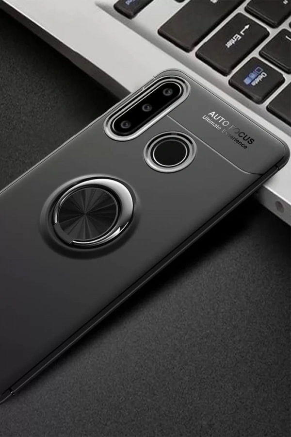 Huawei Y6P Kılıf Range Yüzüklü Silikon - Siyah