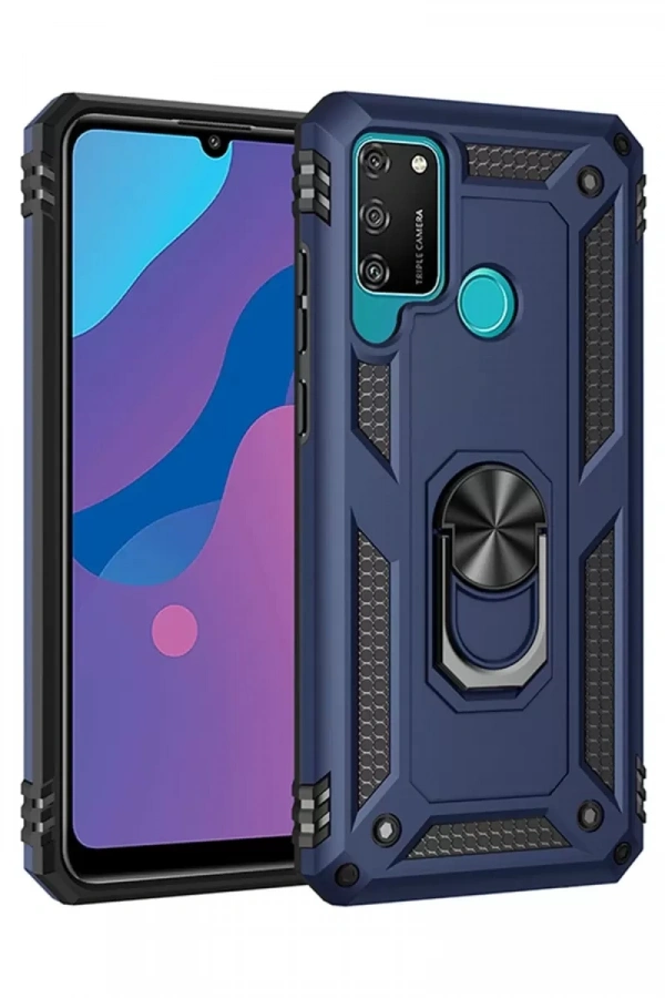 Huawei Y6P Kılıf Sofya Yüzüklü Silikon Kapak - Lacivert