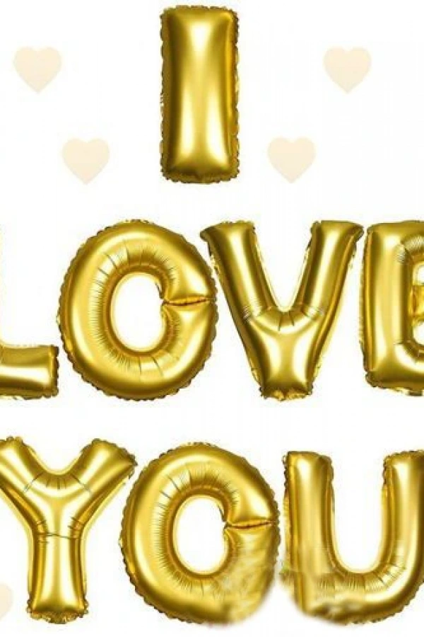 I Love You Folyo Balon Altın Renk 35 CM