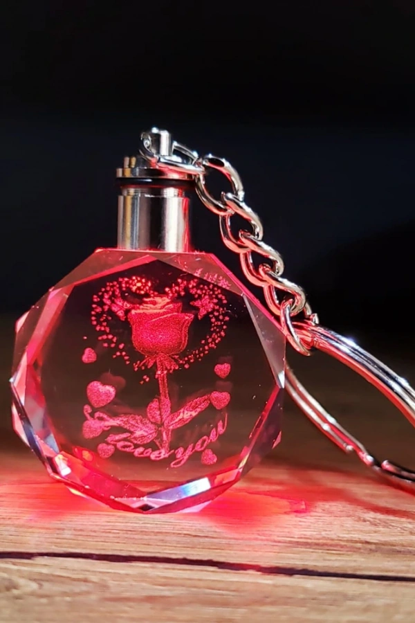 I Love You Gül Tasarım Renk Değiştiren Anahtarlık