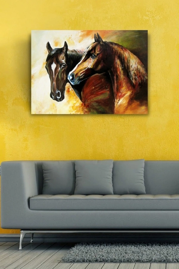 İki At Yağlıboya Kanvas Tablo 50 x 70