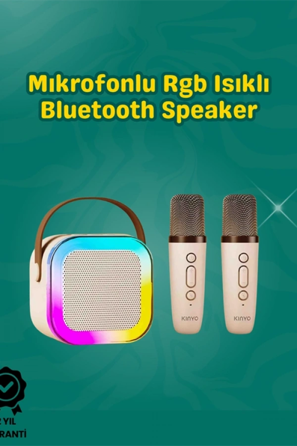 İki Mikrofonlu Renkli LED Işıklı Karaoke Cihazı