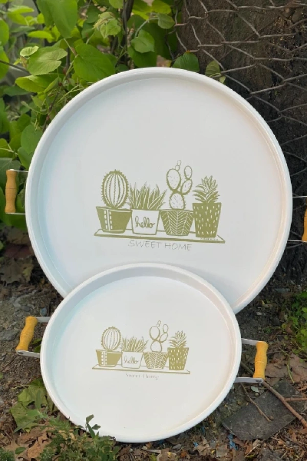 İkili Yuvarlak Sunum Tepsisi Seti