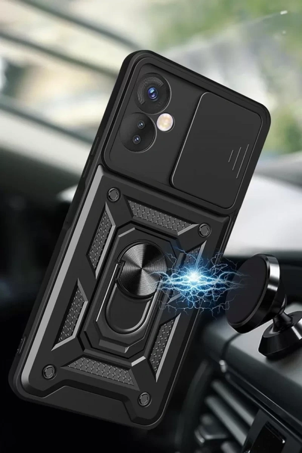 İnfinix Hot 30 5G Kılıf Pars Lens Yüzüklü Silikon - Gümüş