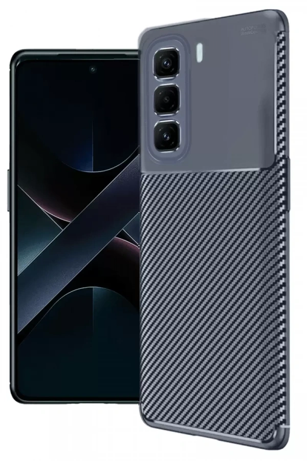 İnfinix Hot 50 4G Kılıf Auto Focus Karbon Kapak - Lacivert