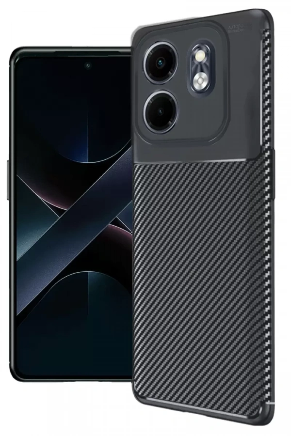 İnfinix Smart 9 Kılıf Auto Focus Karbon Kapak - Siyah