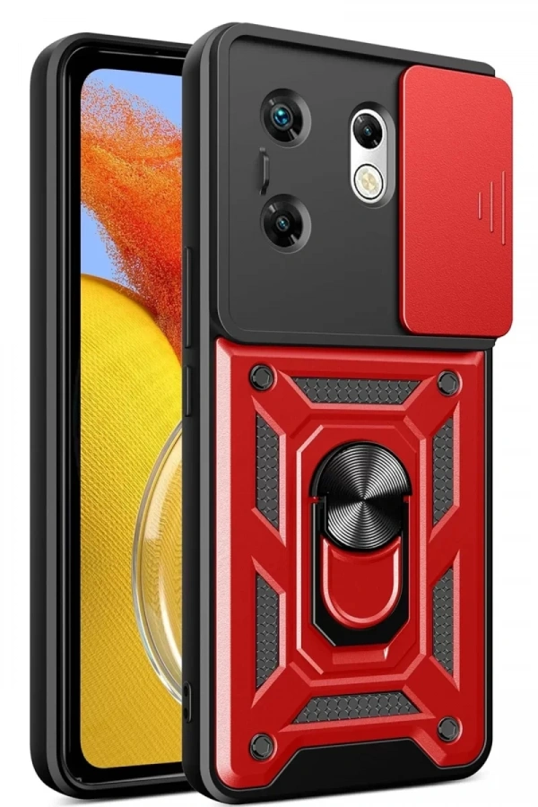 İnfinix Zero 30 4G Kılıf Pars Lens Yüzüklü Silikon - Kırmızı