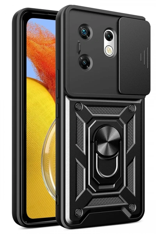 İnfinix Zero 30 4G Kılıf Pars Lens Yüzüklü Silikon - Siyah