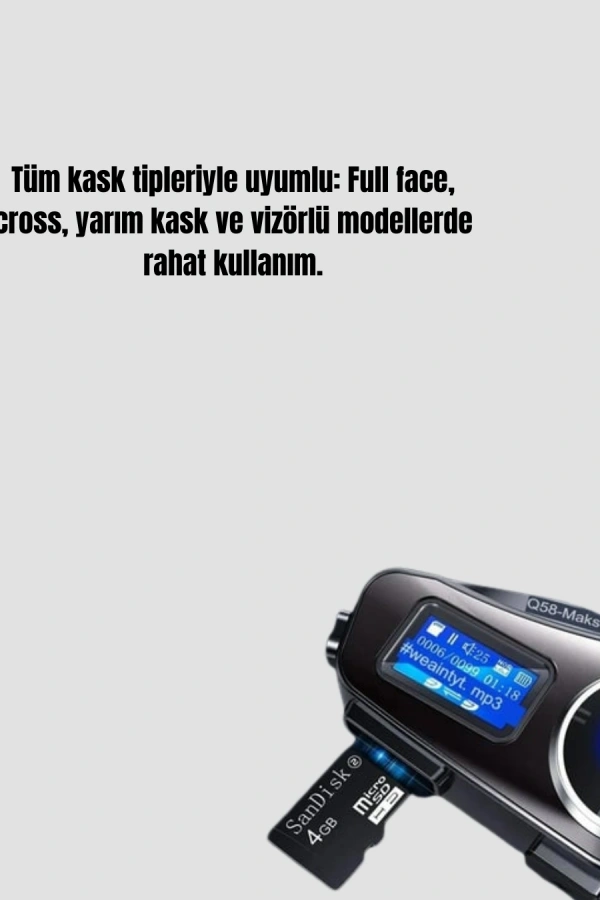 IP65 Suya Dayanıklı Kask Bluetooth Kulaklık LCD Ekranlı