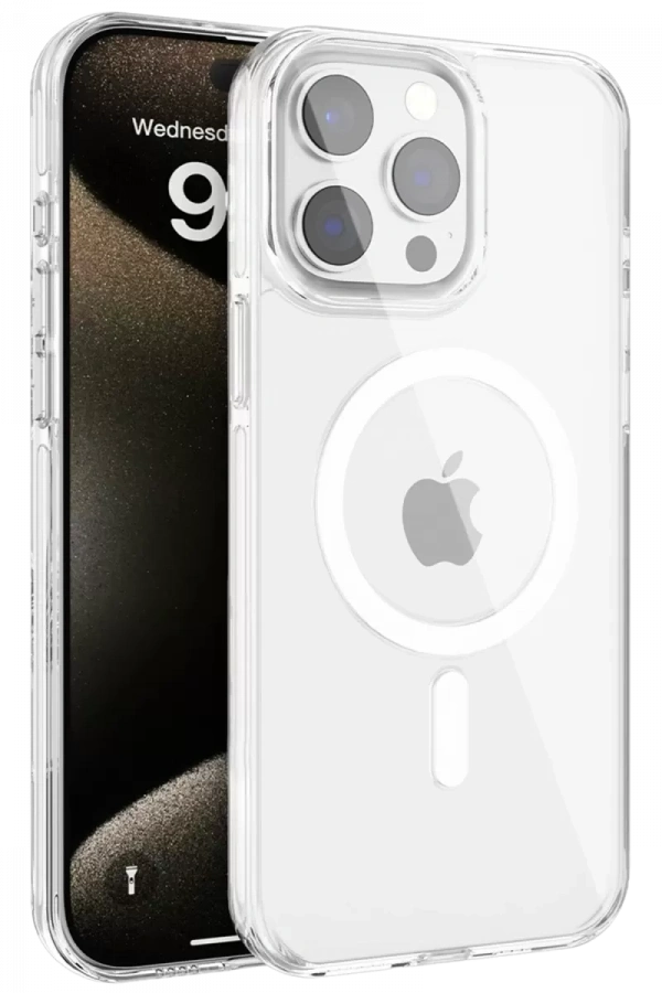 iPhone 15 Pro Max Gleam PC Sert Magsafe Kılıf - Şeffaf
