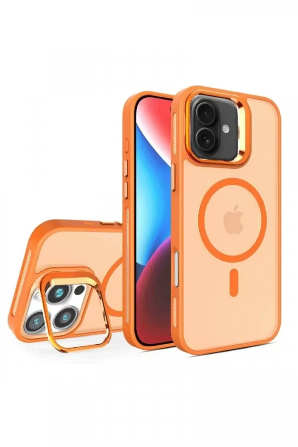 iPhone 16 Plus Flet Lens Magsafe Kapak - Turuncu