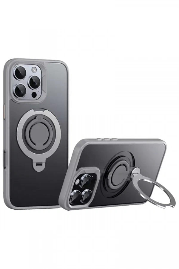 iPhone 16 Pro Avatar 360 Dönen Magsafe Kapak - Titan Gri