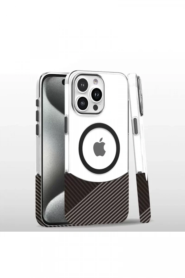 iPhone 16 Pro Carbon Puzzle Magsafe Kapak - Gri
