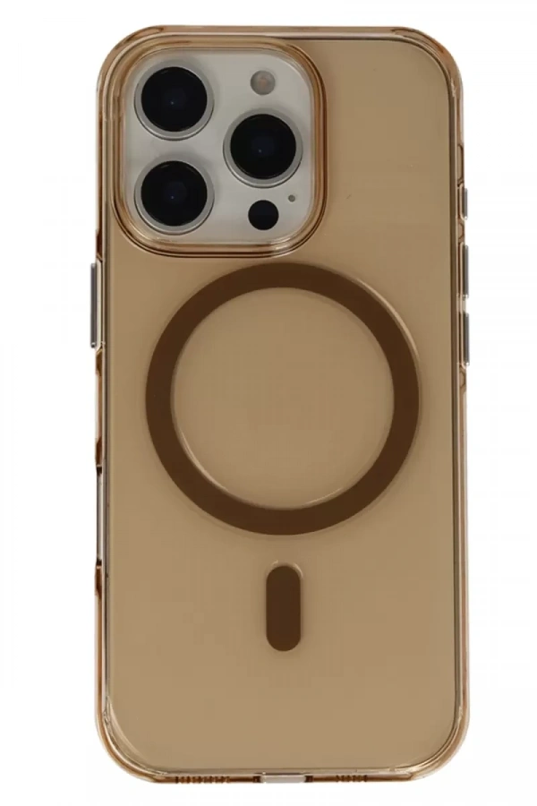 iPhone 16 Pro Max Gleam PC Sert Magsafe Kılıf - Şeffaf-Gold
