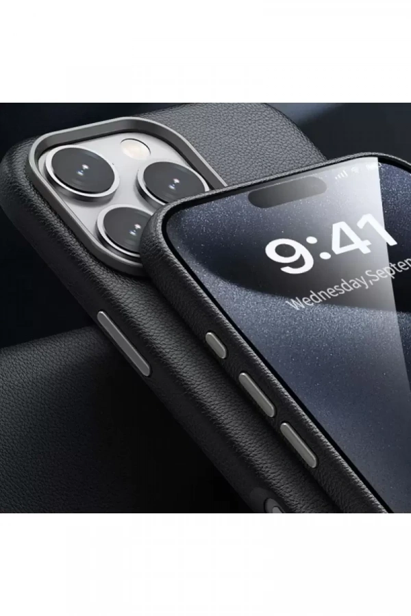 iPhone 16 Pro Wonder Deri Magsafe Kapak - Titan Gri