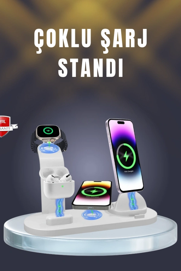 iPhone, AirPods ve Akıllı Saat Uyumlu Çoklu Şarj Cihazı
