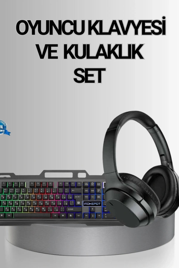 Işıklı  Klavye Mouse ve Bluetooth Kulaklık Seti Türkçe Q USB