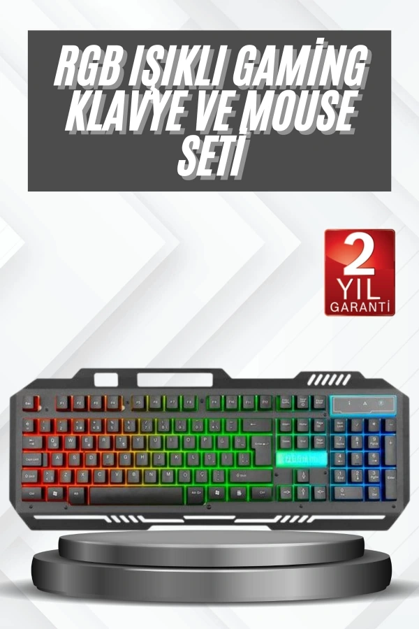 Işıklı  Q Klavye Mouse Seti Siyah   Klavye