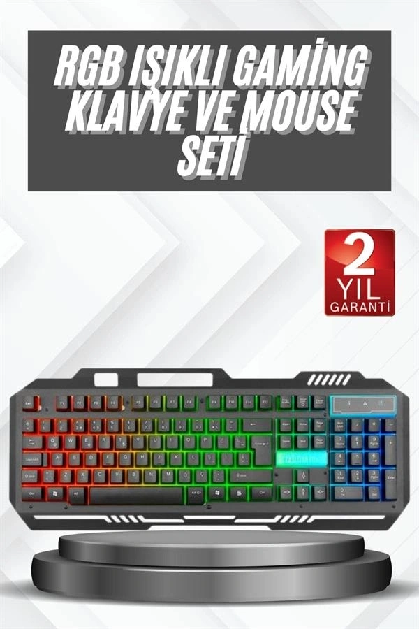 Işıklı  Q Klavye Mouse Seti Siyah   Klavye