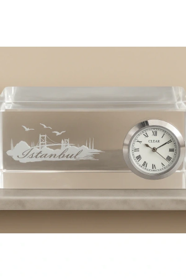 İstanbul Tasarımlı Kristal Saatli Biblo