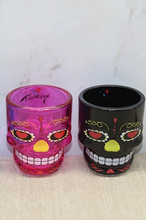 İstanbul Temalı Cam Kurukafa Shot Bardak Renkli Model 2