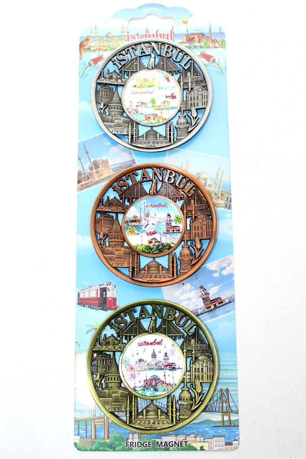 İstanbul Temalı Metal Magnet 3lü Set Model 2