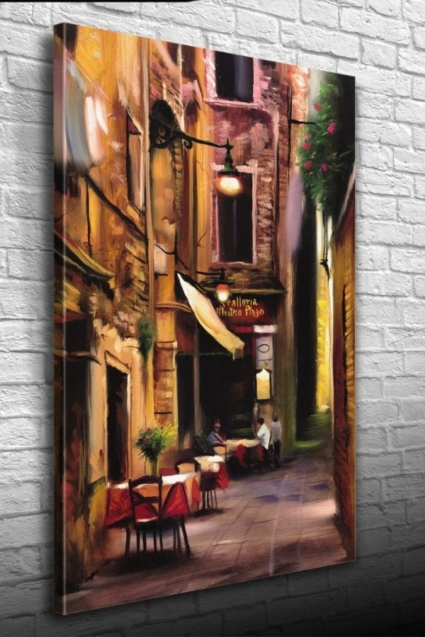İtalya Pizza Dükkanı Kanvas Tablo 50 x 70