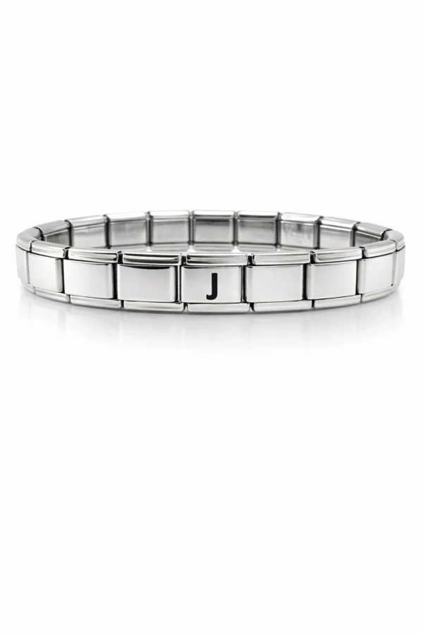 J Harfli Çelik Bileklik – Kişiye Özel Baş Harf Bileklik – Paslanmaz Çelik Zarif Bileklik