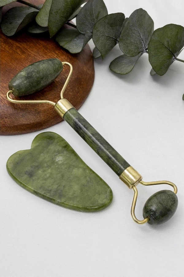 Jade Roller Gua Sha Taşı Seti