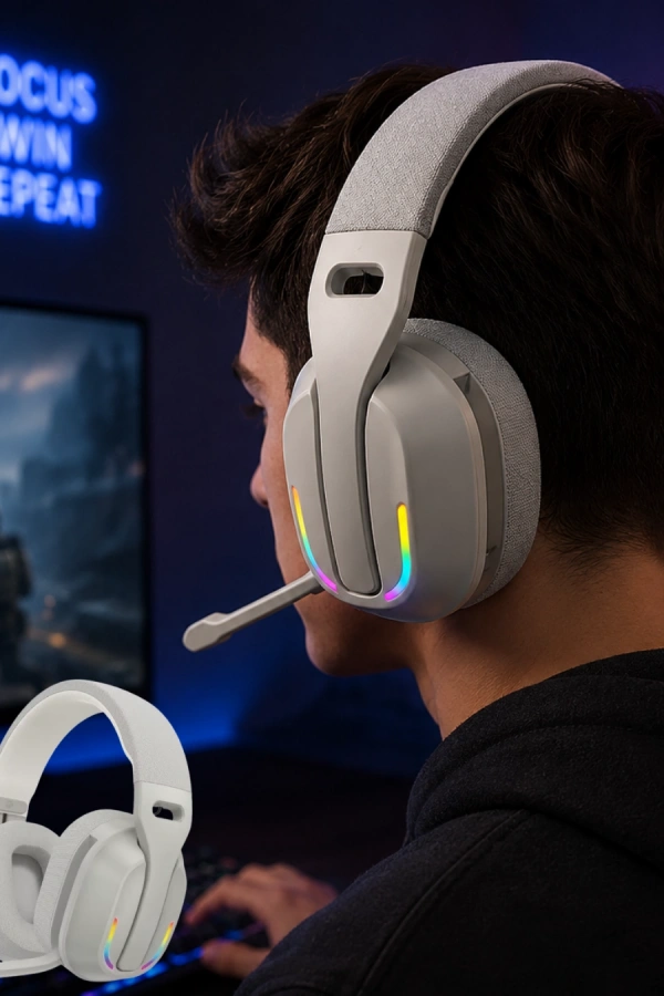 Kablosuz Bluetooth Kulaklık RGB Işıklı Mikrofonlu Stereo Kulaküstü Kulaklık