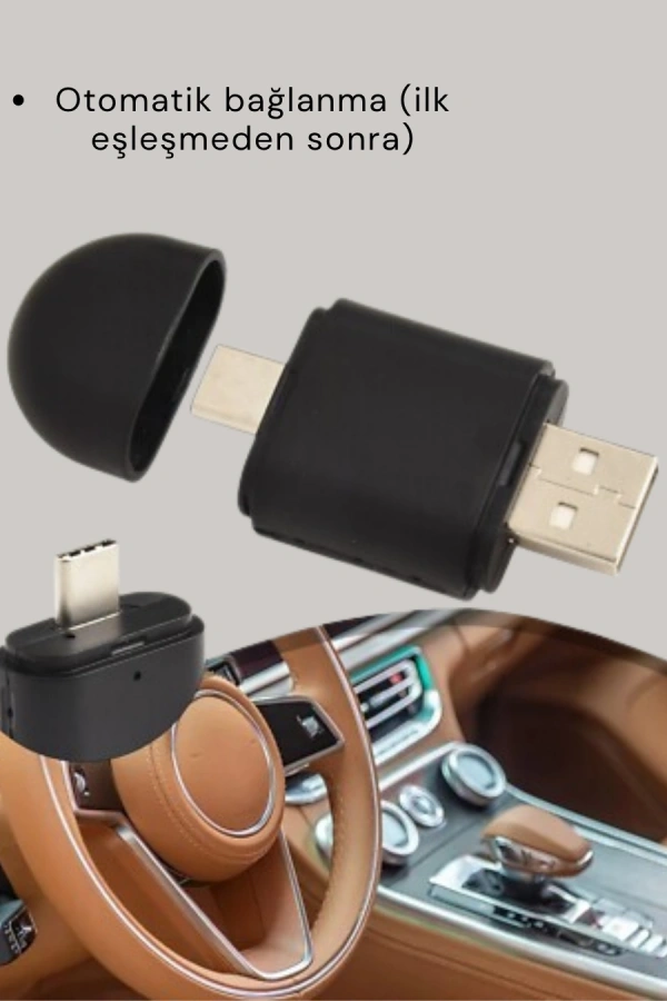 Kablosuz CarPlay ve Android Auto Adaptörü – USB-A & Type-C Girişli Akıllı Dönüştürücü