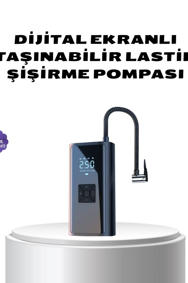 Kablosuz Dijital Lastik Şişirme Pompası LED Işıklı 80W