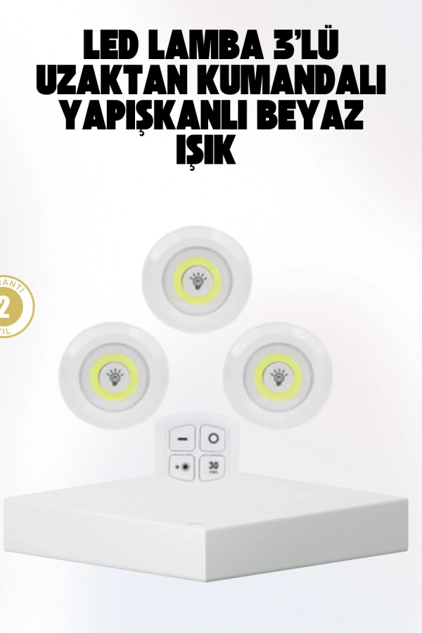 Kablosuz Gün Işığı 3’lü LED Spot Lamba Kumandalı