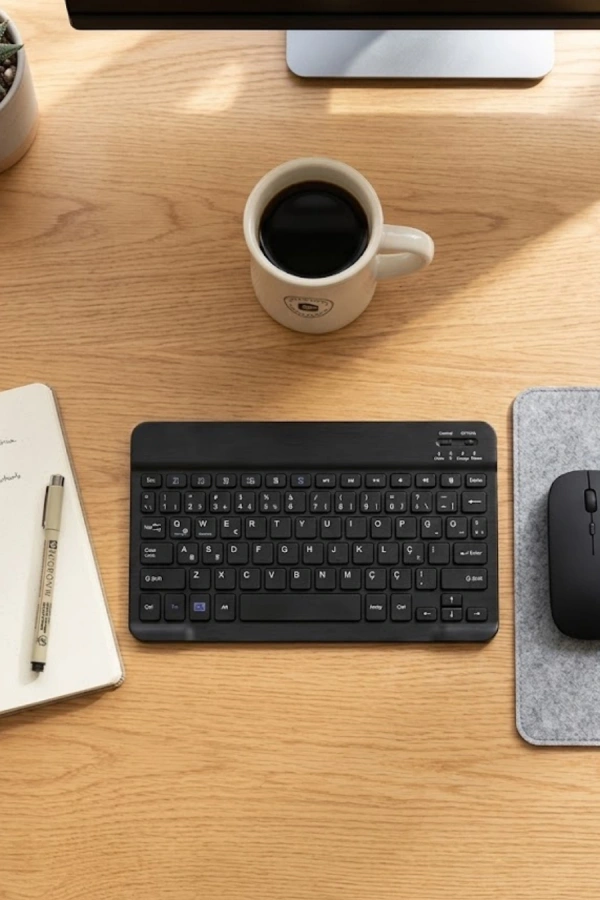 Kablosuz Klavye ve Mouse Kombosu Bluetooth Uyumlu Sessiz Set
