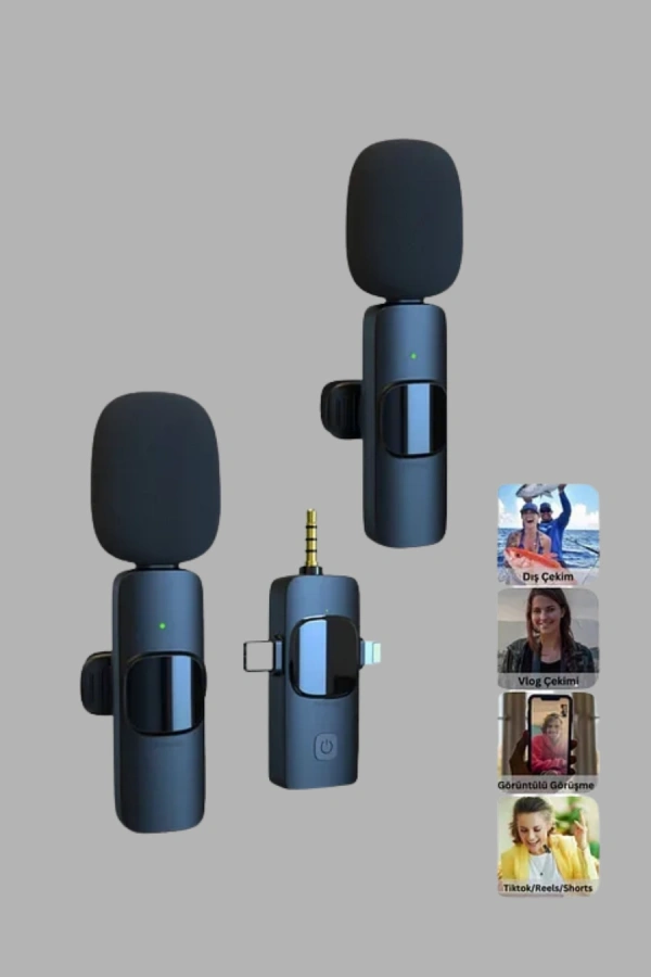 Kablosuz Mikrofon - Telefon ve Bilgisayar Uyumlu