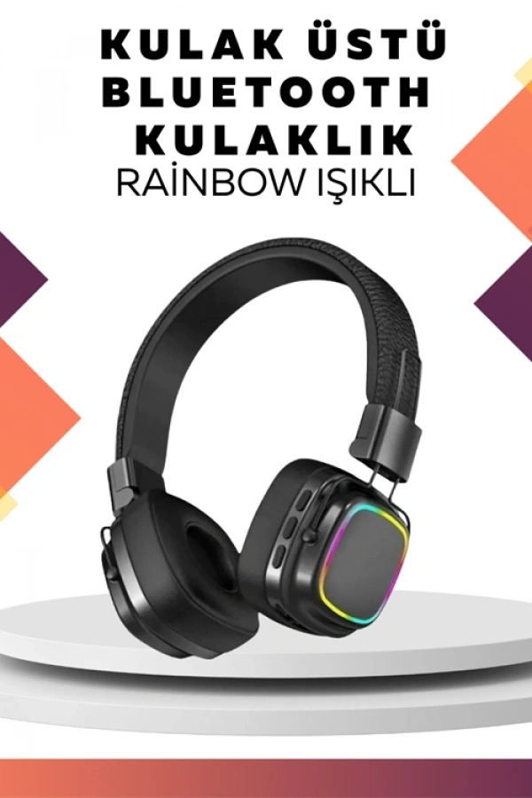 Kablosuz RGB Işıklı Katlanabilir Bluetooth Kulak Üstü Kulaklık